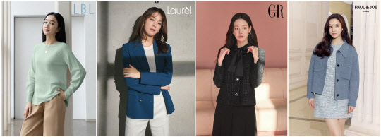 롯데홈쇼핑 대표 단독 패션브랜드들의 신상품 홍보 포스터. <롯데홈쇼핑 제공>